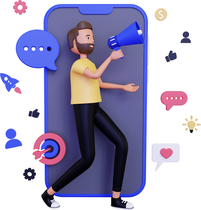 3D Mobile Marketing Illustration